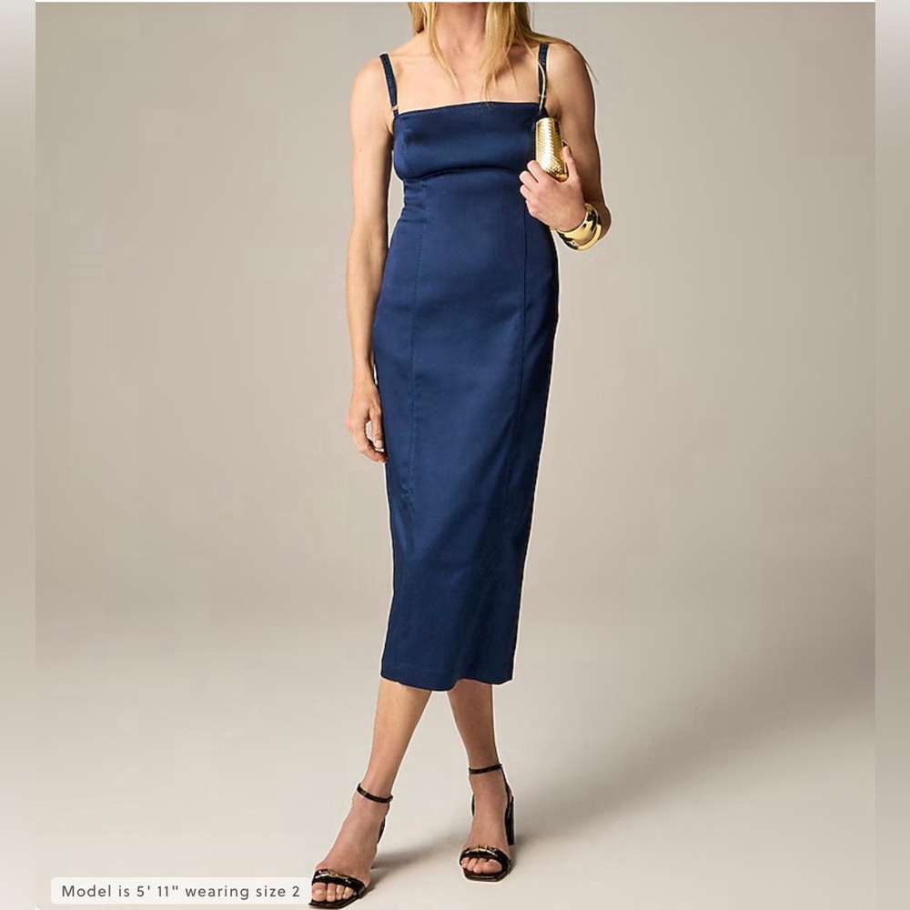 Jcrew Collection fitted midi dress in stretch satin
